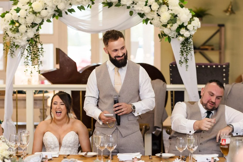 groom giving wedding speech
