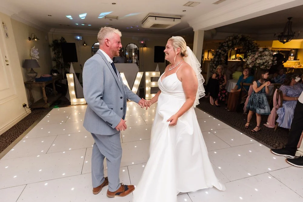 First dance with LOVE letters at Hogarths Stone Manor evening reception, Once in a Lifetime Photography