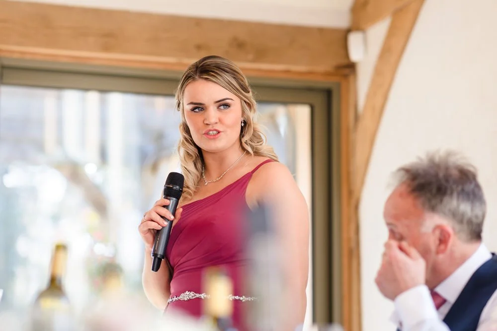 maid of honour giving a speech