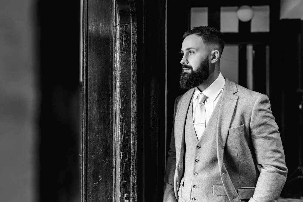 groom on his own before the wedding ceremony