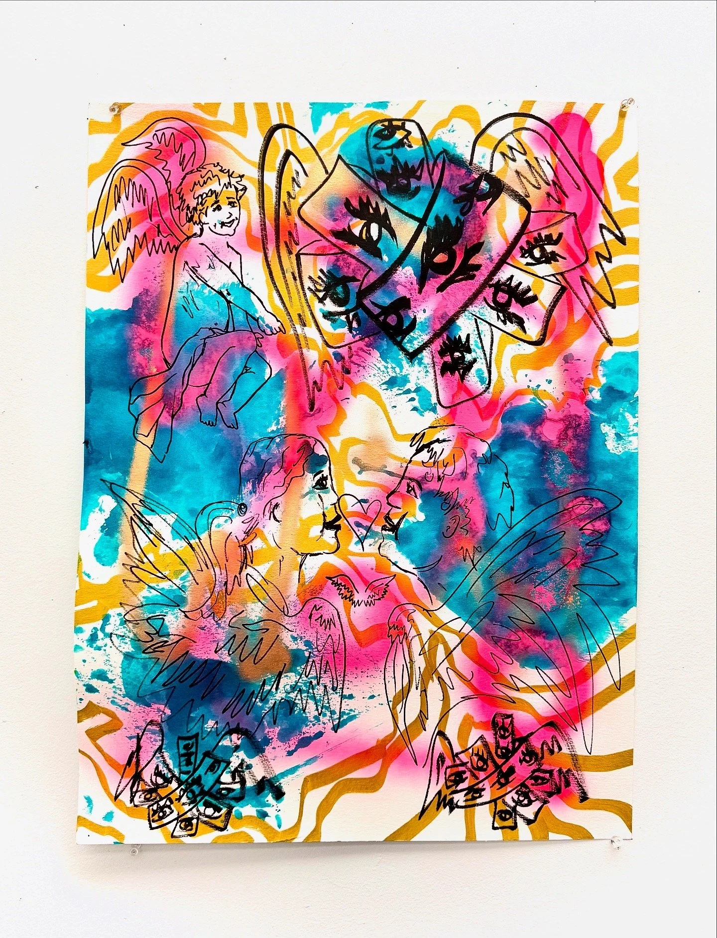 Lovely Angels, 18”x24”, mixed media on paper, 2025,  $300