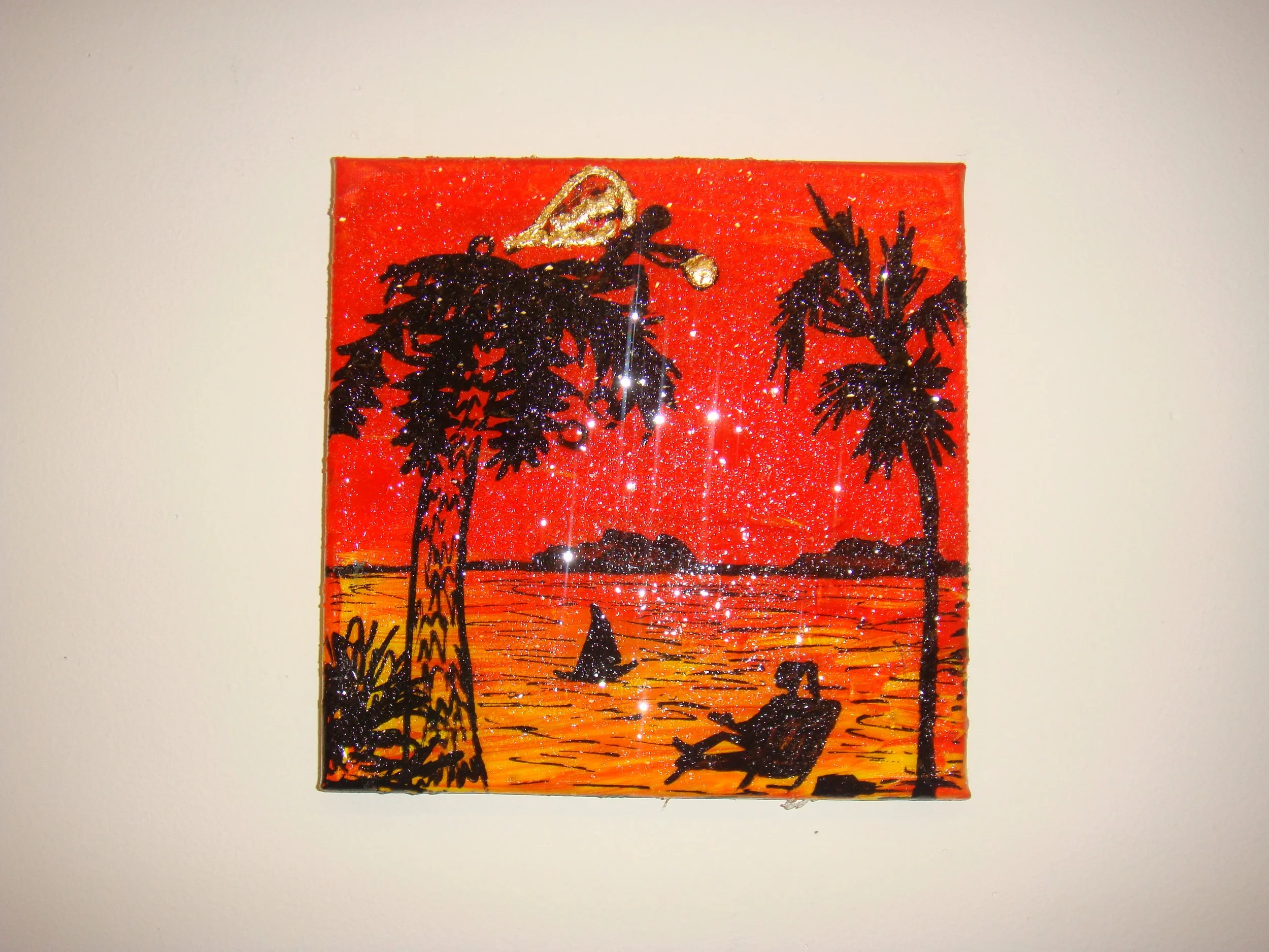 Vacation for an Angel Mini 2, Mixed Media, 8" x 8," 2025, $350