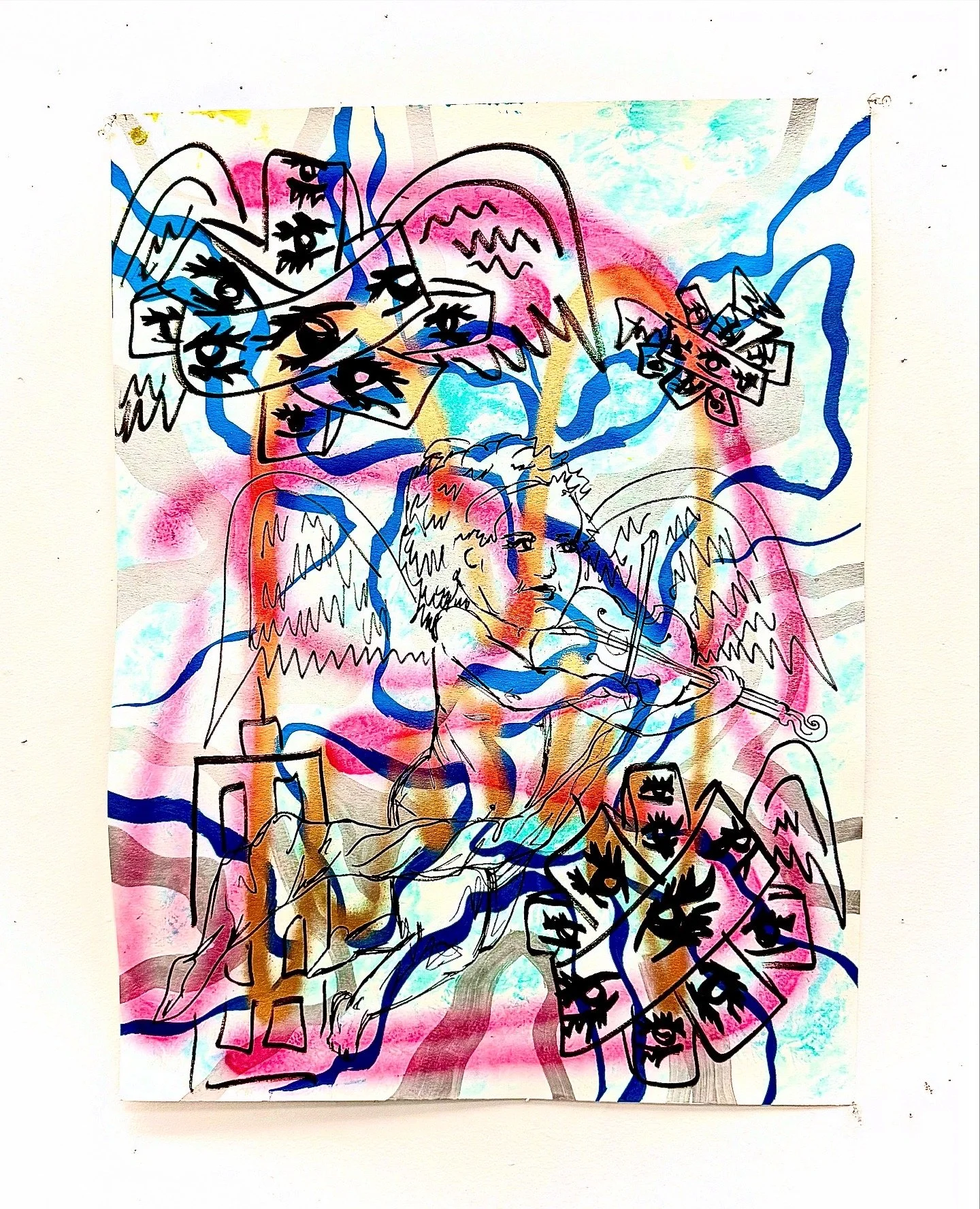 Angelic Concerto, 18”x24”, mixed media on paper, 2025 $300