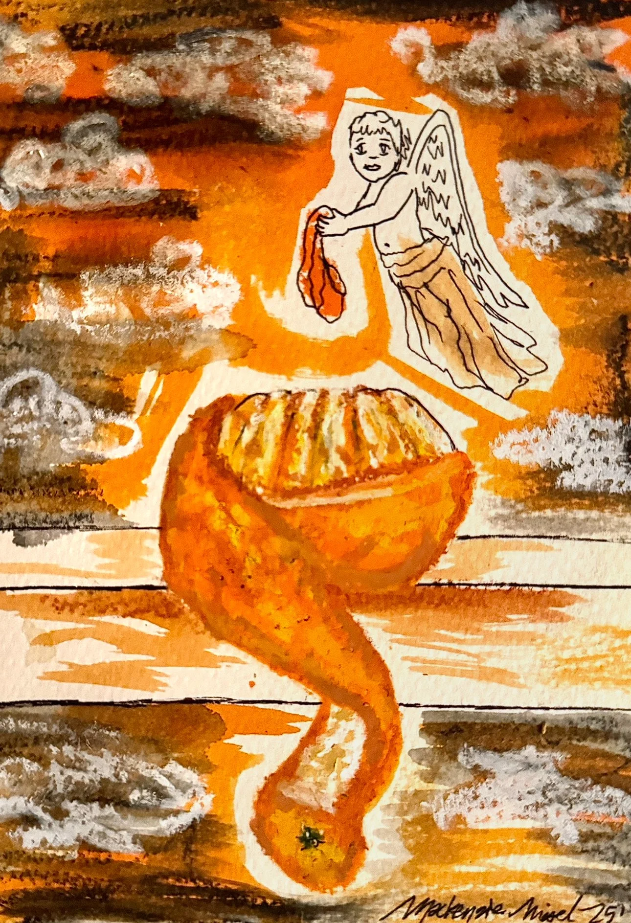 Orange you glad it was an Angel, 4" x 6", 2025, $165