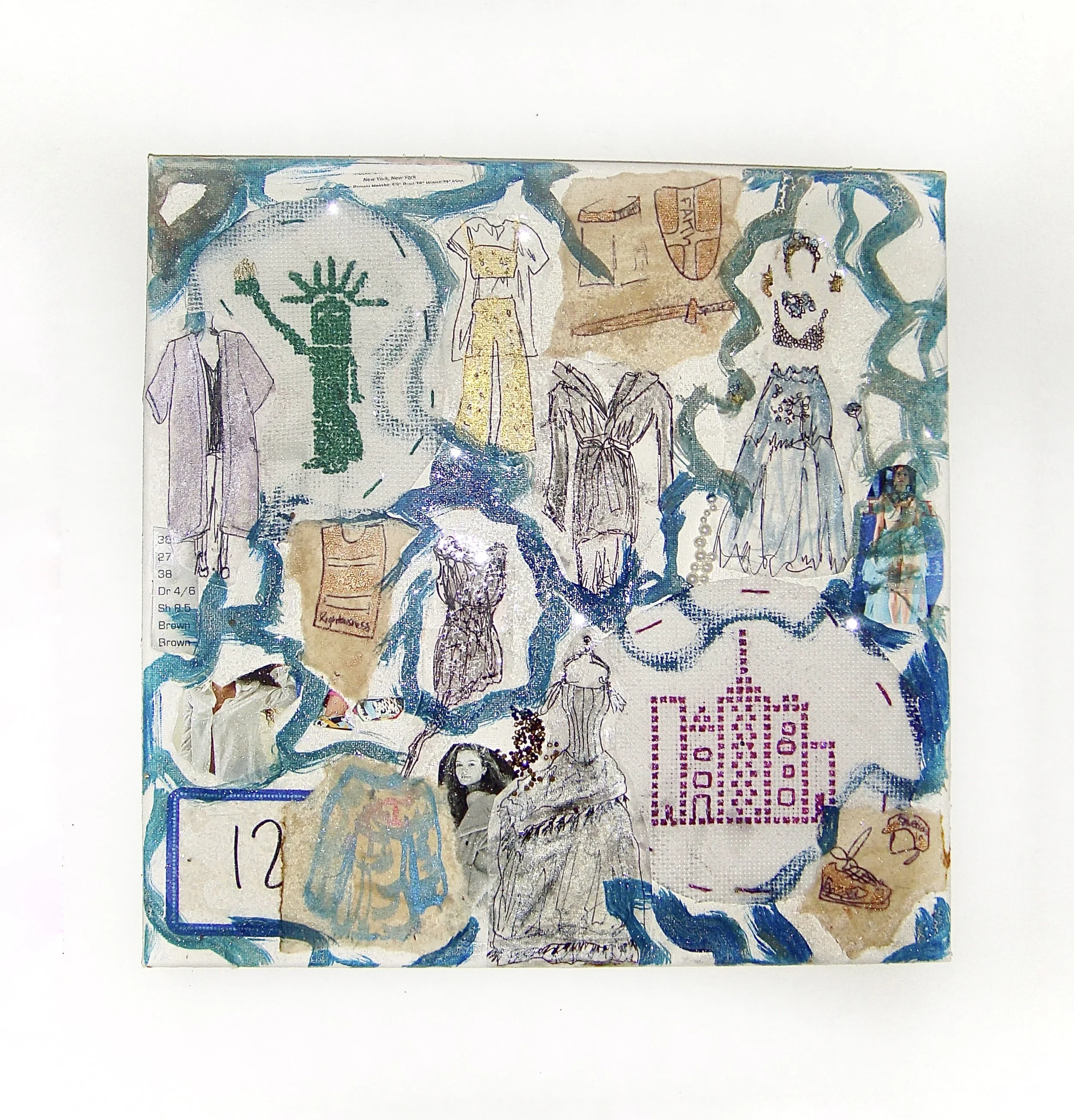 ON HOLD- Fabric of the City, Mixed media on Canvas, 2024, $1,000