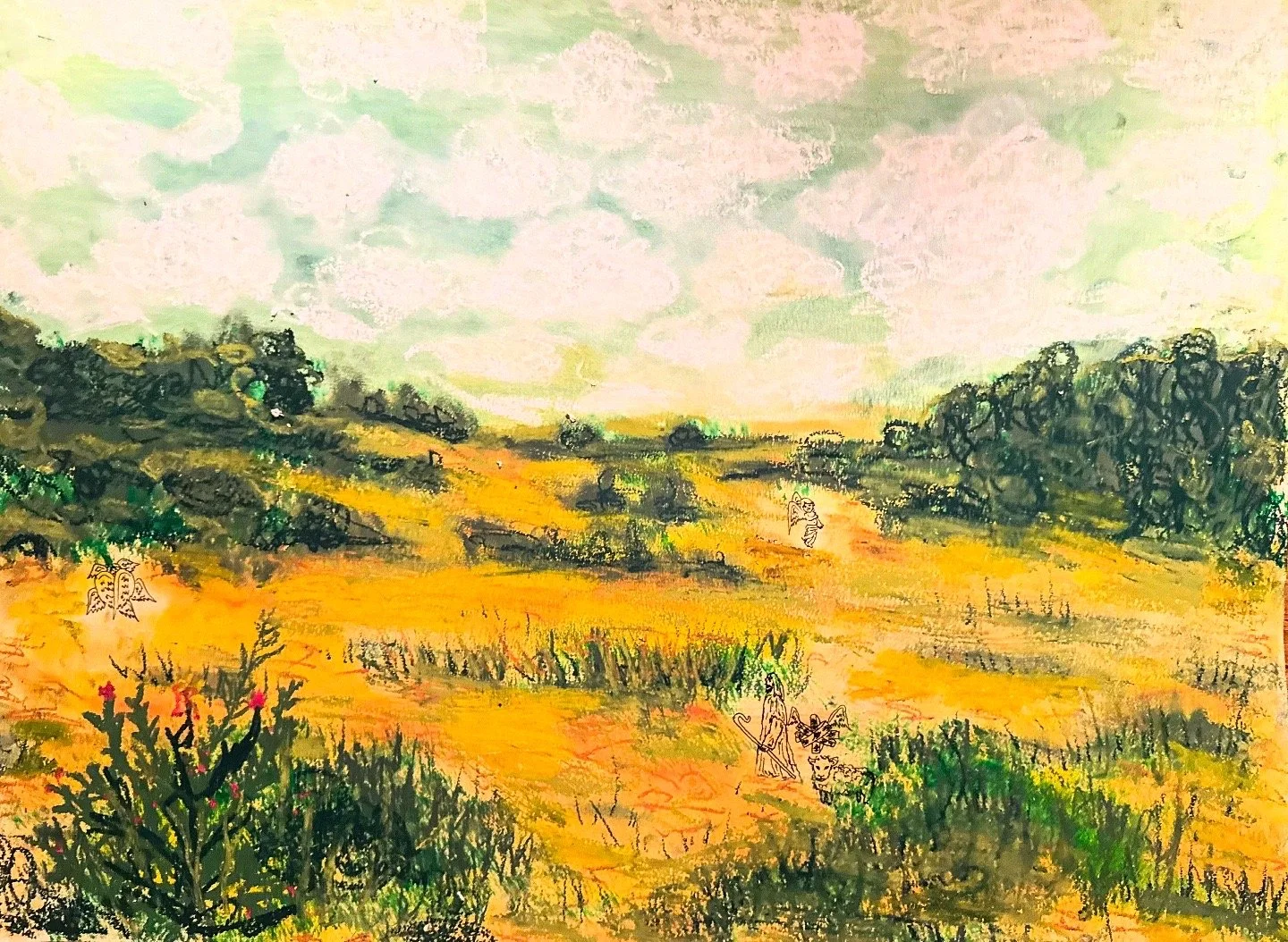 Shepard Edition 2, Oil pastel on paper, 2025, $300