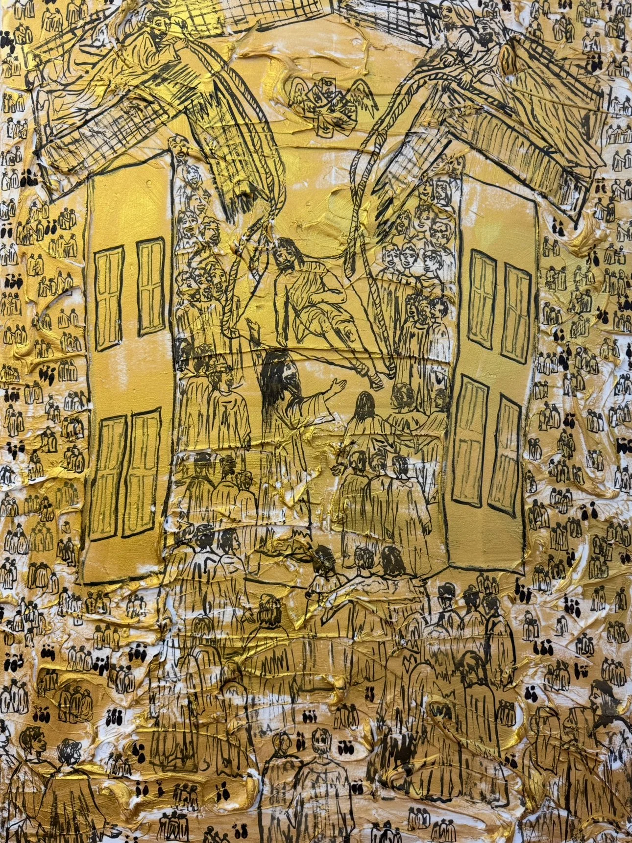 Healing the Party Crasher, 30" x 40," 2025, $3,500 - (part of the upcoming MIRACLES collection)