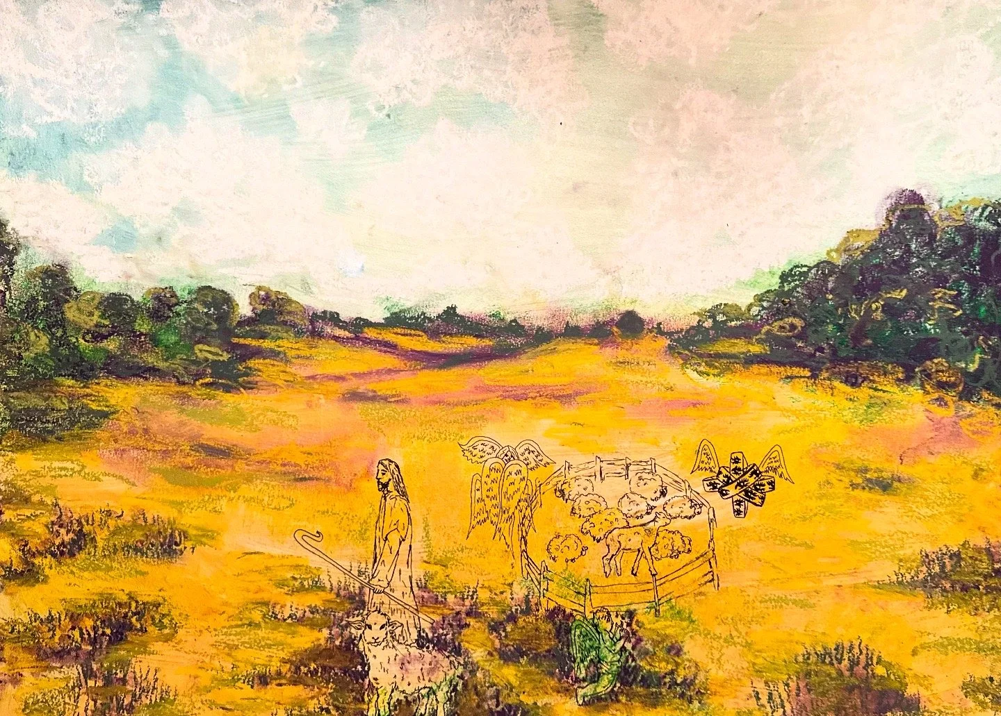 Shepard Edition 1, Oil pastel on paper, 2025, $300