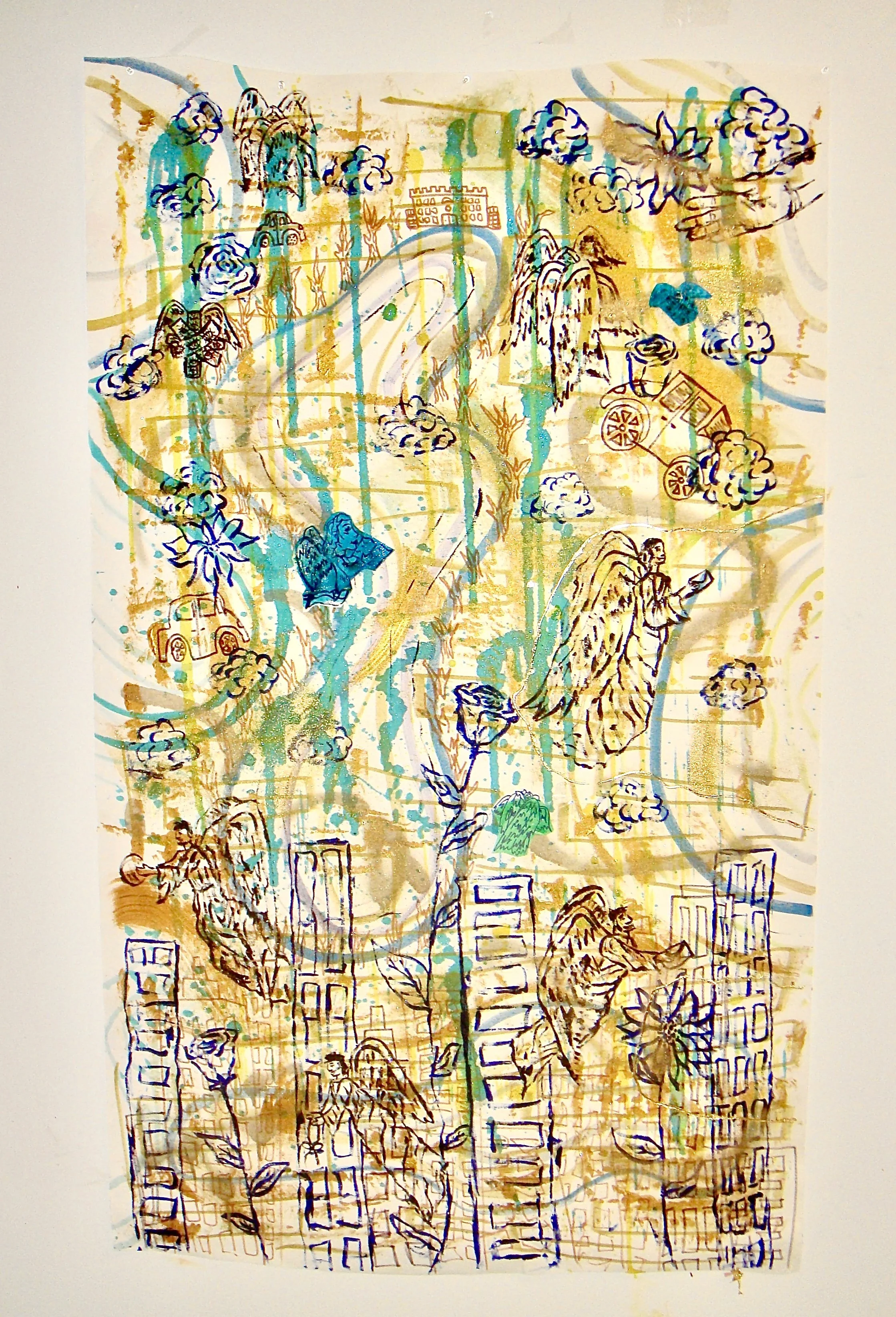 Enroute, Mixed Media, 2025, 36"x 60," $8,000
