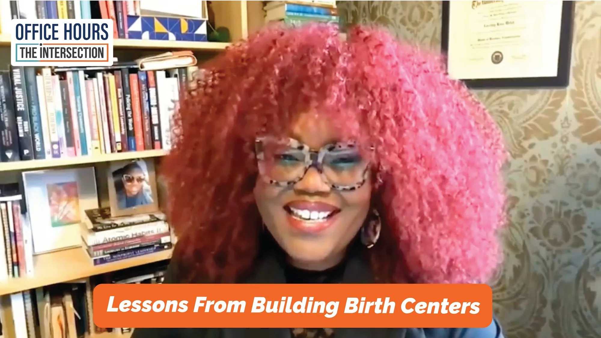 Office Hours video lesson: Lessons From Building Birth Centers, still of a smiling guest speaker