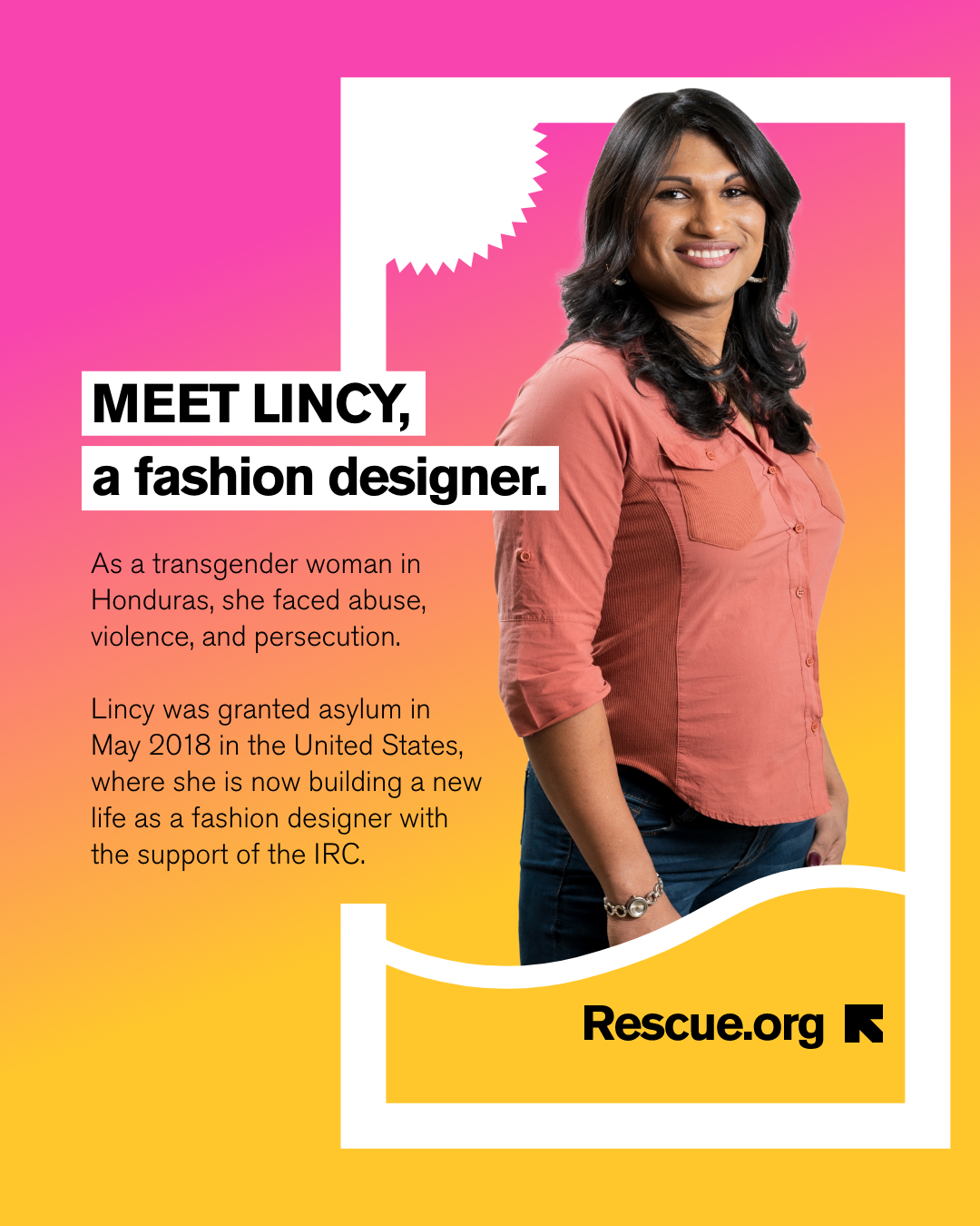 IRC Instagram post: Meet Lincy, a fashion designer.