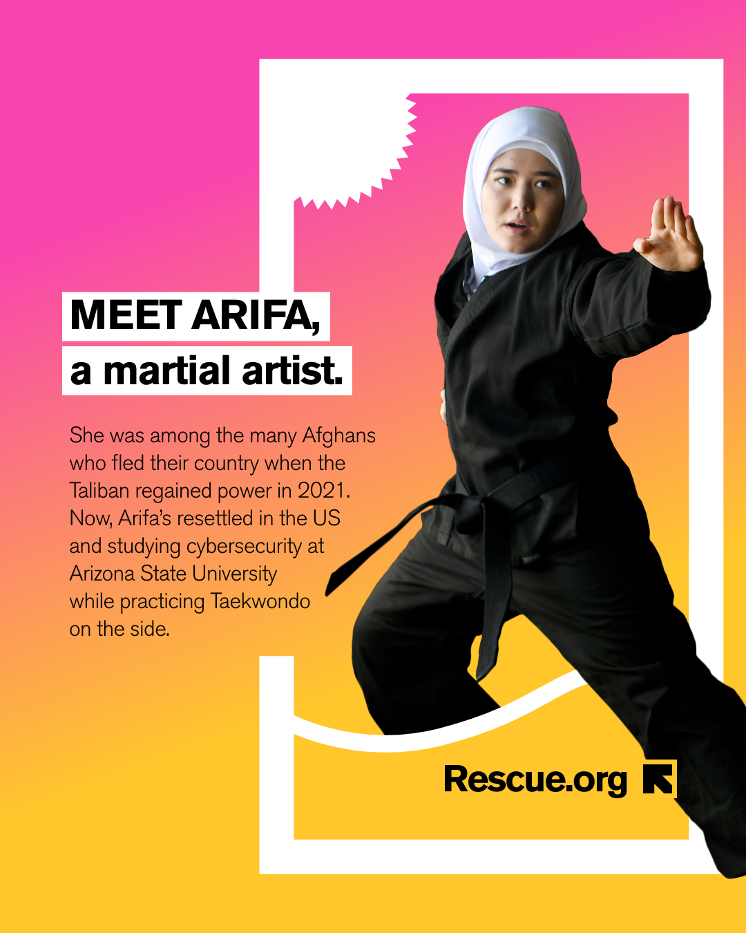 IRC Instagram post: Meet Arifa, a martial artist.