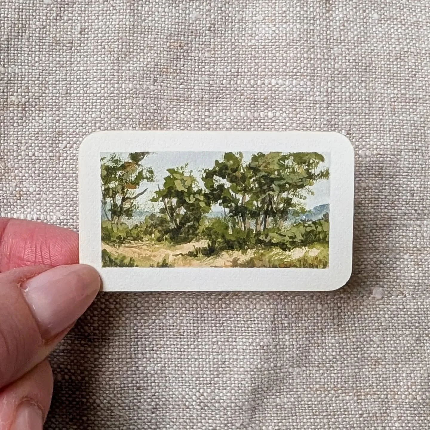 Day 13 | SOLD | Swipe to see the steps to painting this tiny painting. 

#miniatureartist #tinypainting #landscapes #landscapeart #paintdaily #artchallenge #artistsoninstagram #tinyart #miniatureart #process
