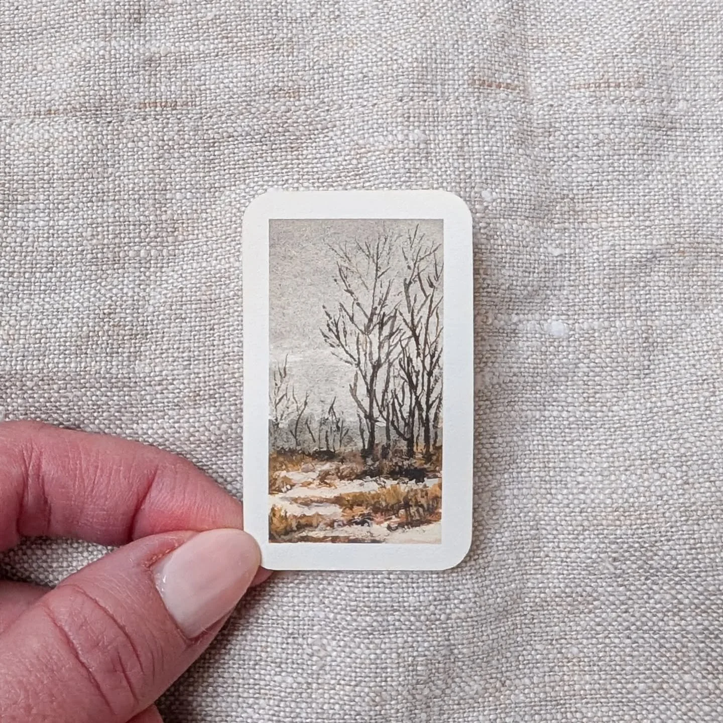 Day 25 and 26 | Sold 

We had our first substantial snowfall overnight and the kids and I have been enjoying some sledding and then warming by the fire. I love days like this. 

#slowliving #snowfall #dailypractice #miniatureartist #tinypainting #sma