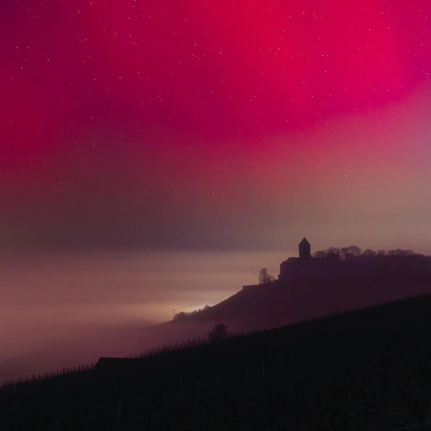 Polarlichter über Burg Lichtenberg