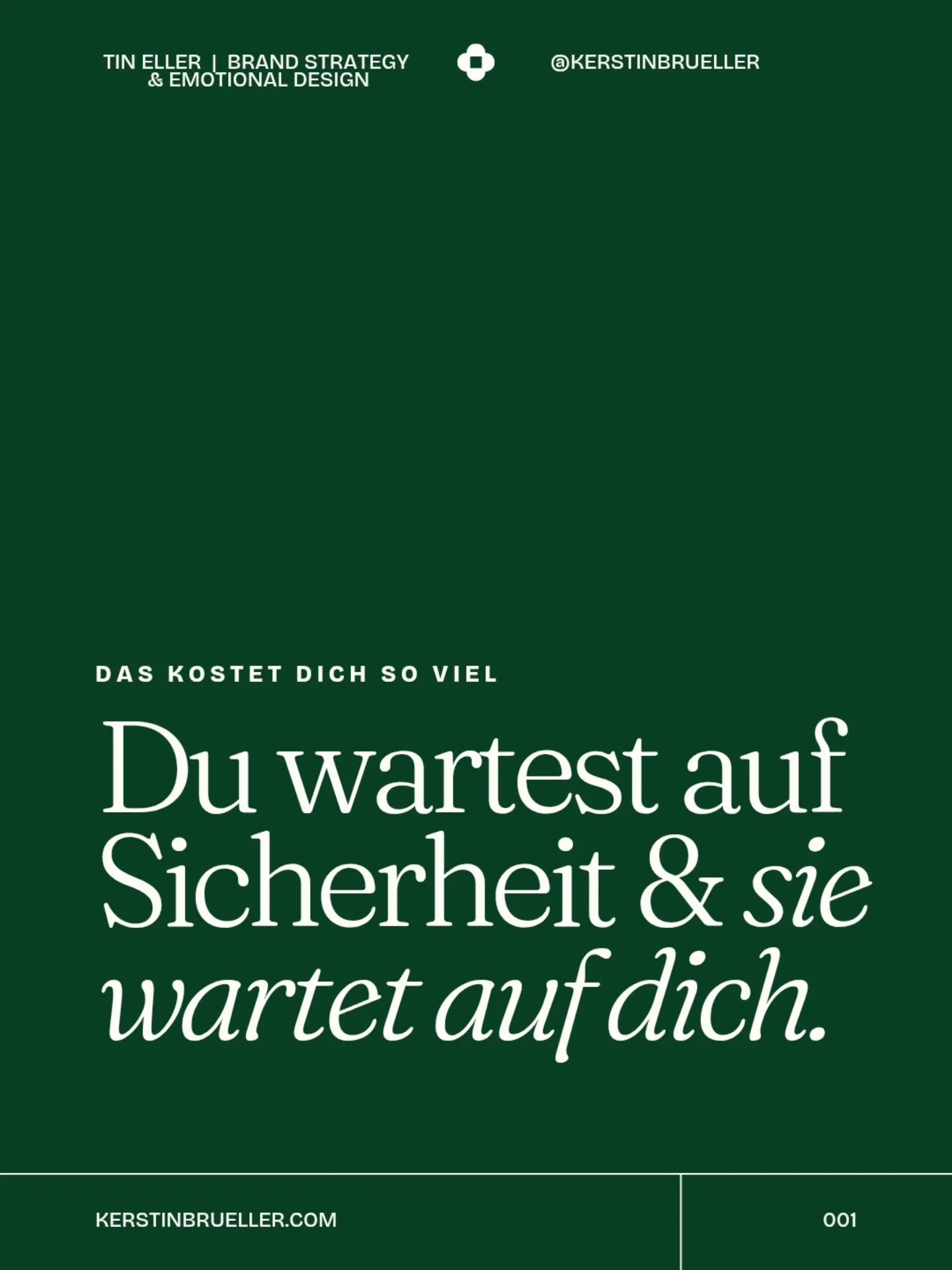 Du wartest auf Sicherheit &amp; sie wartet auf dich.

Ping Pong gegen die Wand. Die Wand gegen dich. Du wei&szlig;t, wie das endet.

Das Problem: Sicherheit entsteht nicht im Warten. Sie entsteht im Zeigen und im Tun. Im Dich-selbst-beim-Sichtbarwerd
