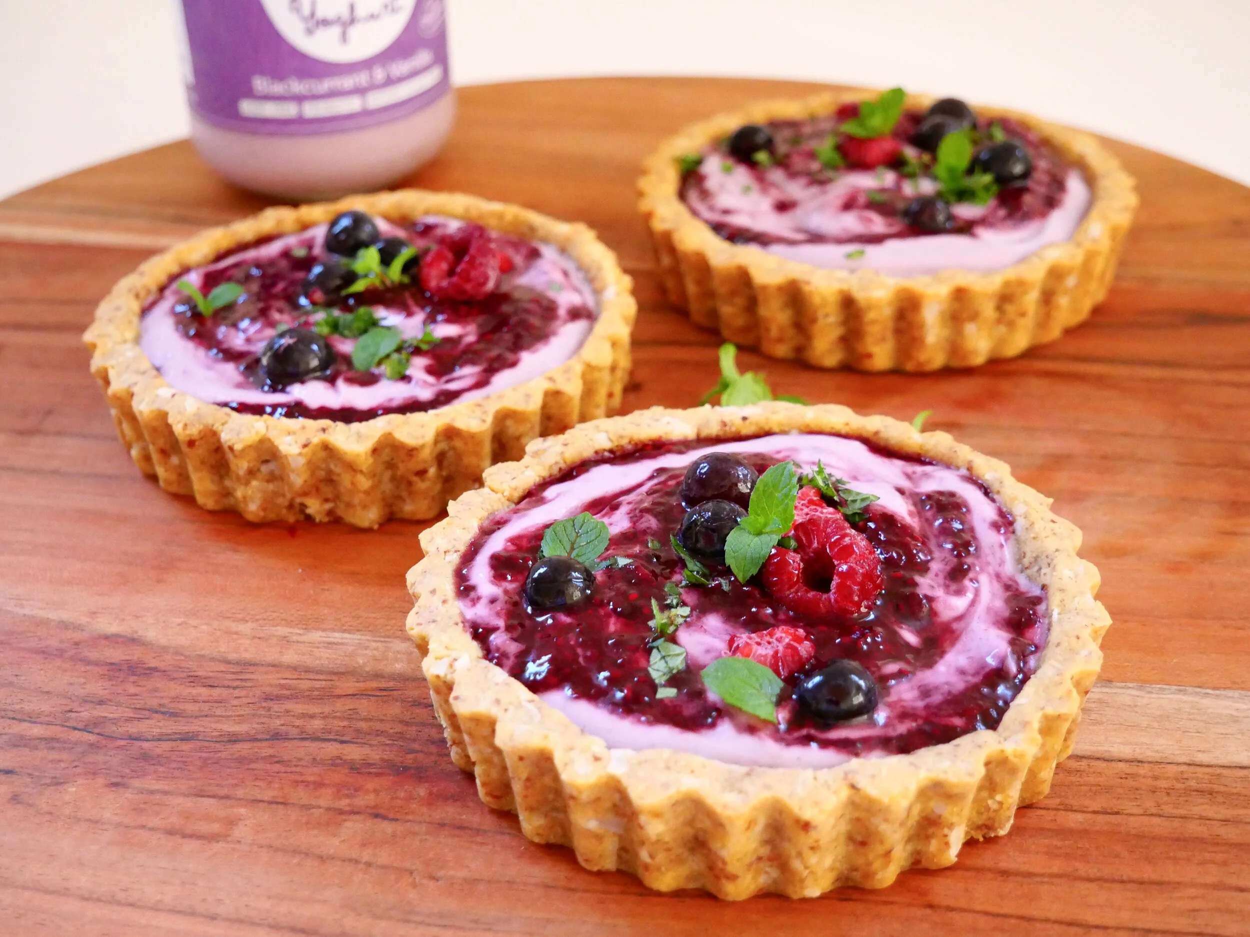 Delicious coconut yogurt &amp; berry jam tarts!