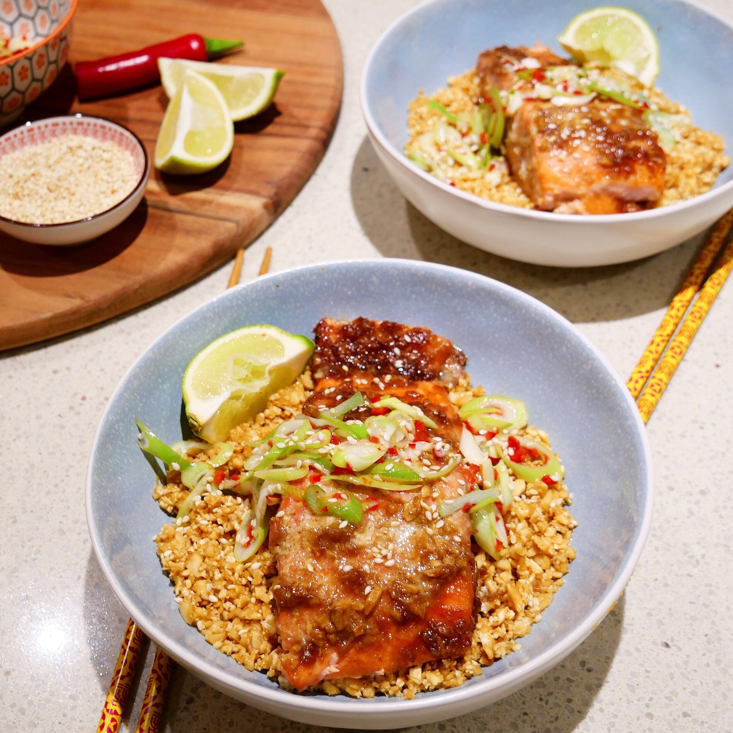 Slow cooked miso salmon &amp; cauliflower rice!