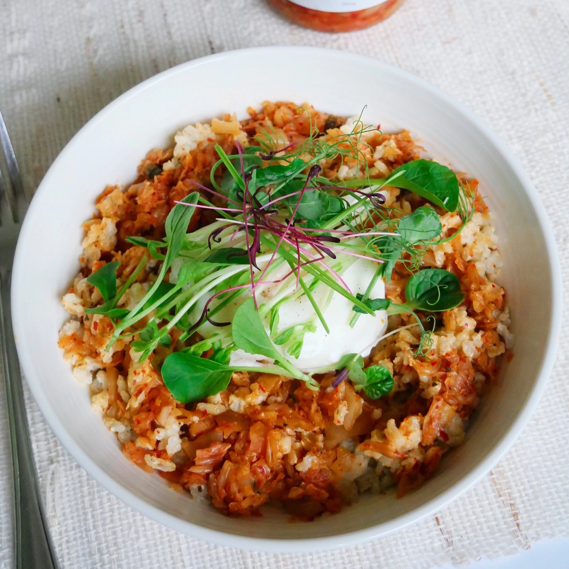 Kimchi &amp; coconut brown rice