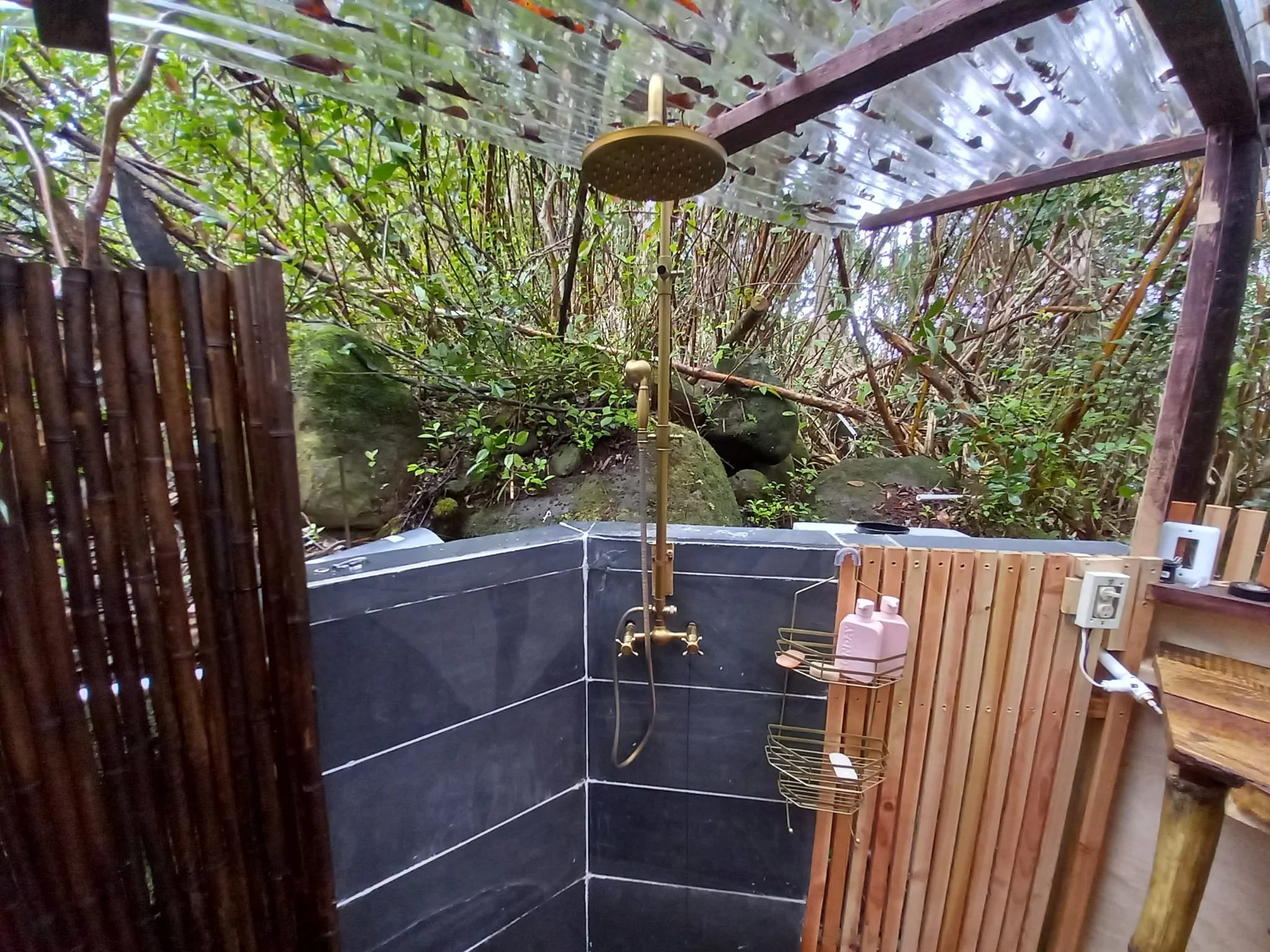 Outdoor Bathroom Near River Cabin
