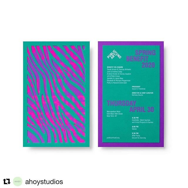 #Repost @ahoystudios with @get_repost
・・・
Public Art Fund&rsquo;s Spring Benefit got postponed to the Fall, so let us bring some color to you already with the invitation we had the pleasure of designing. 
#AhoyLovesColor #AhoyLovesGreen #PublicArtFun