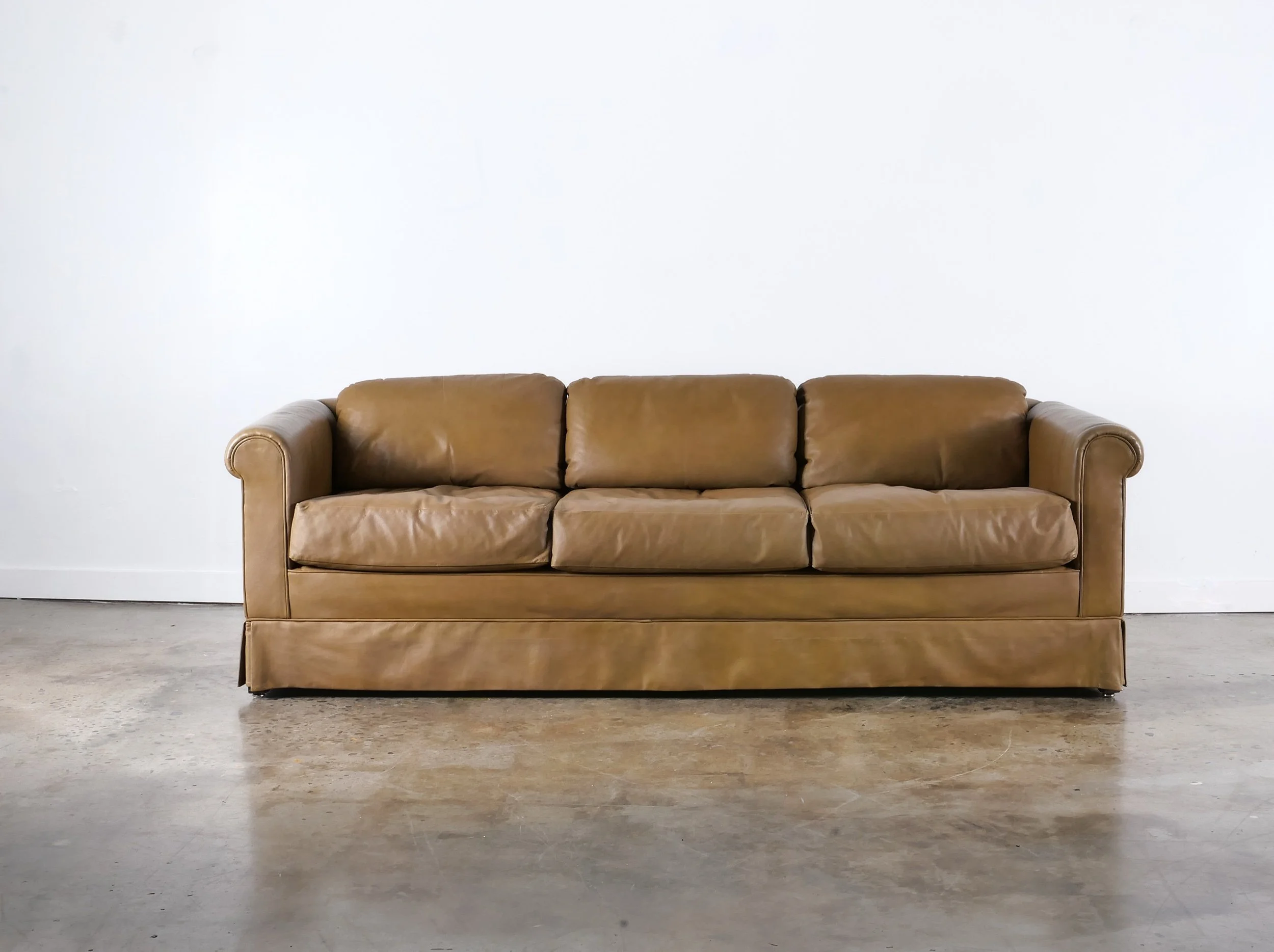 Skirted Leather Sofa by Dunbar