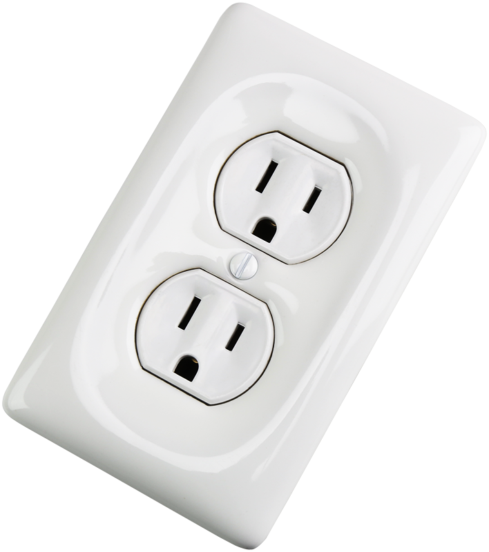 A white porcelain outlet cover seen from above.