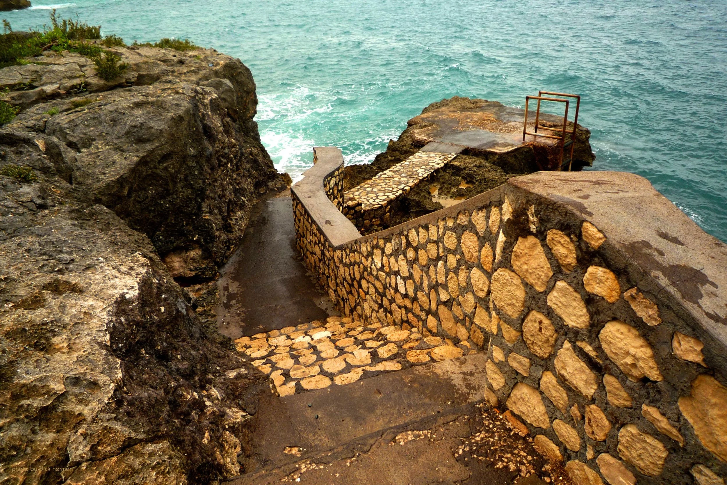 Steps leading to the Caribbean Sea