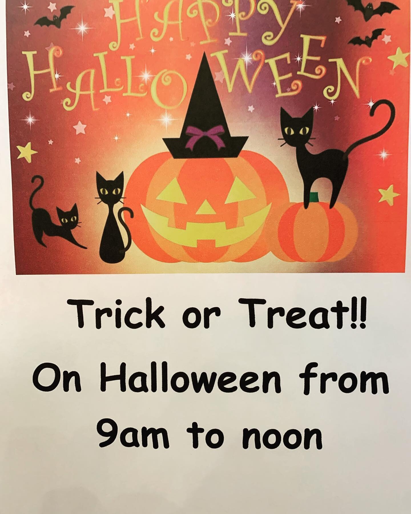 Bring your lil ones in for a Halloween treat and some coloring tomorrow🎃