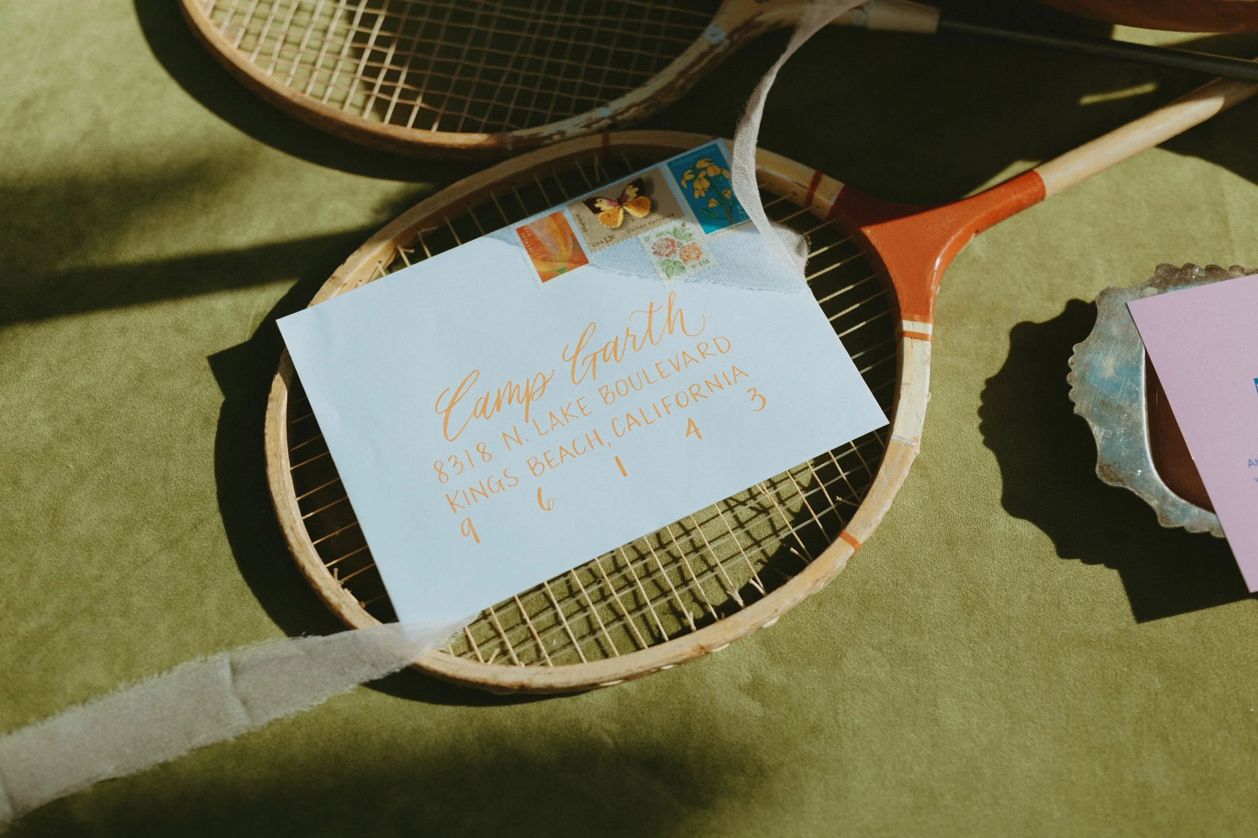 Hand-lettered Wedding Invitation Envelope for Lake Tahoe Wedding