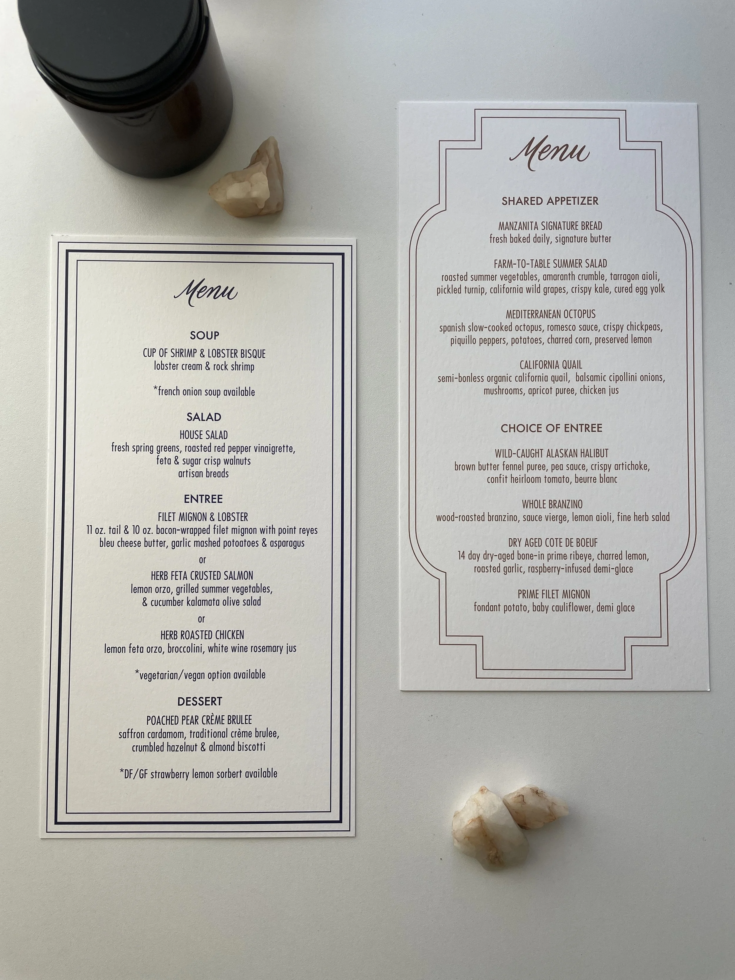 Simple Stationery Menu
