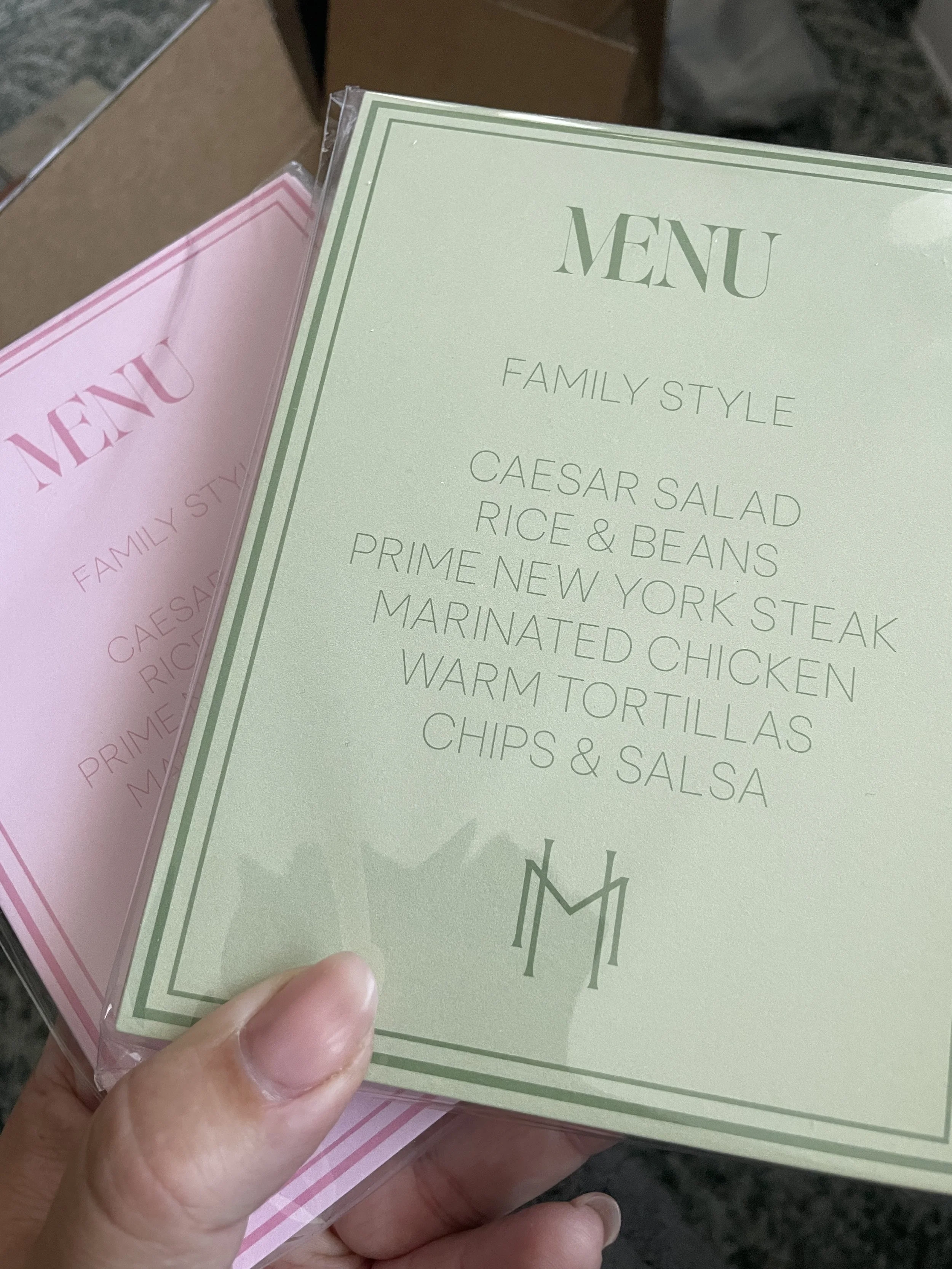 Color Printed Menus