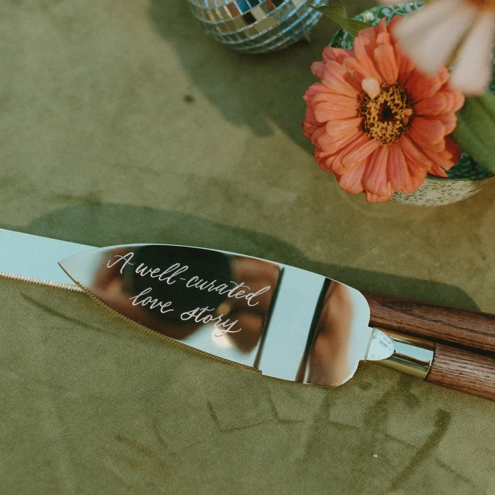 Hand-Engraved Cake Serving Set