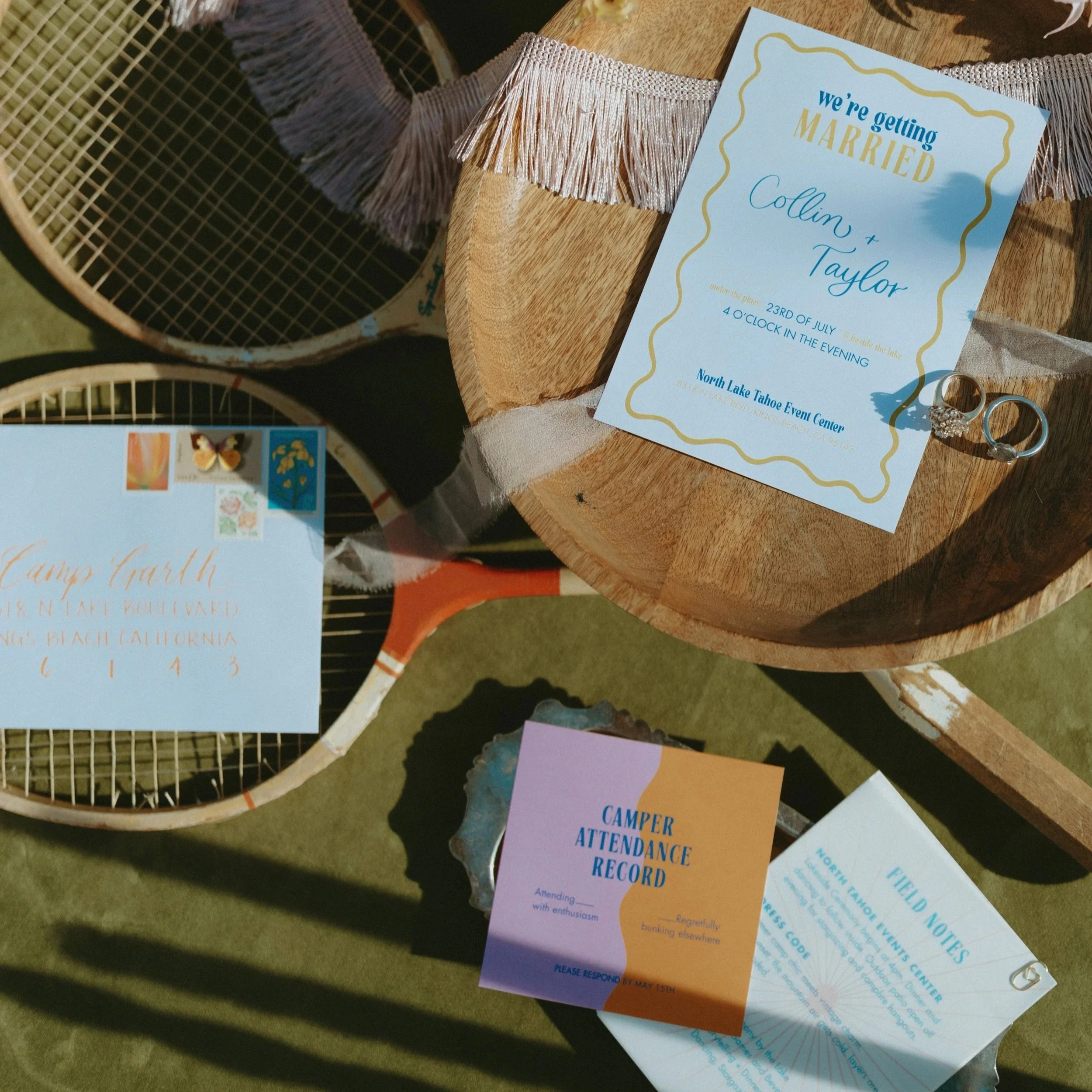 modern semi-custom wedding invitation suite for Tahoe wedding
