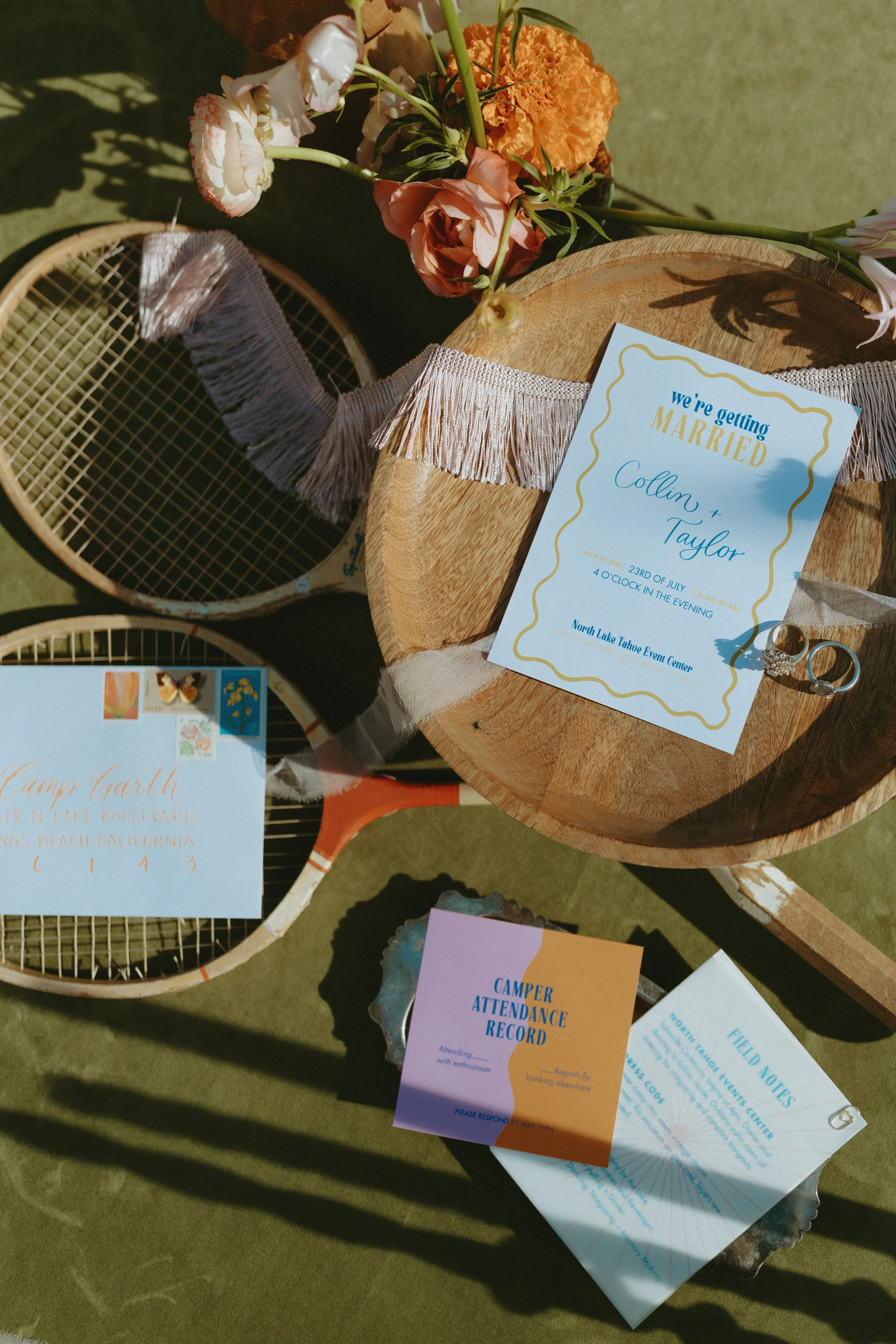 Groovy wedding invitation suite for modern couple