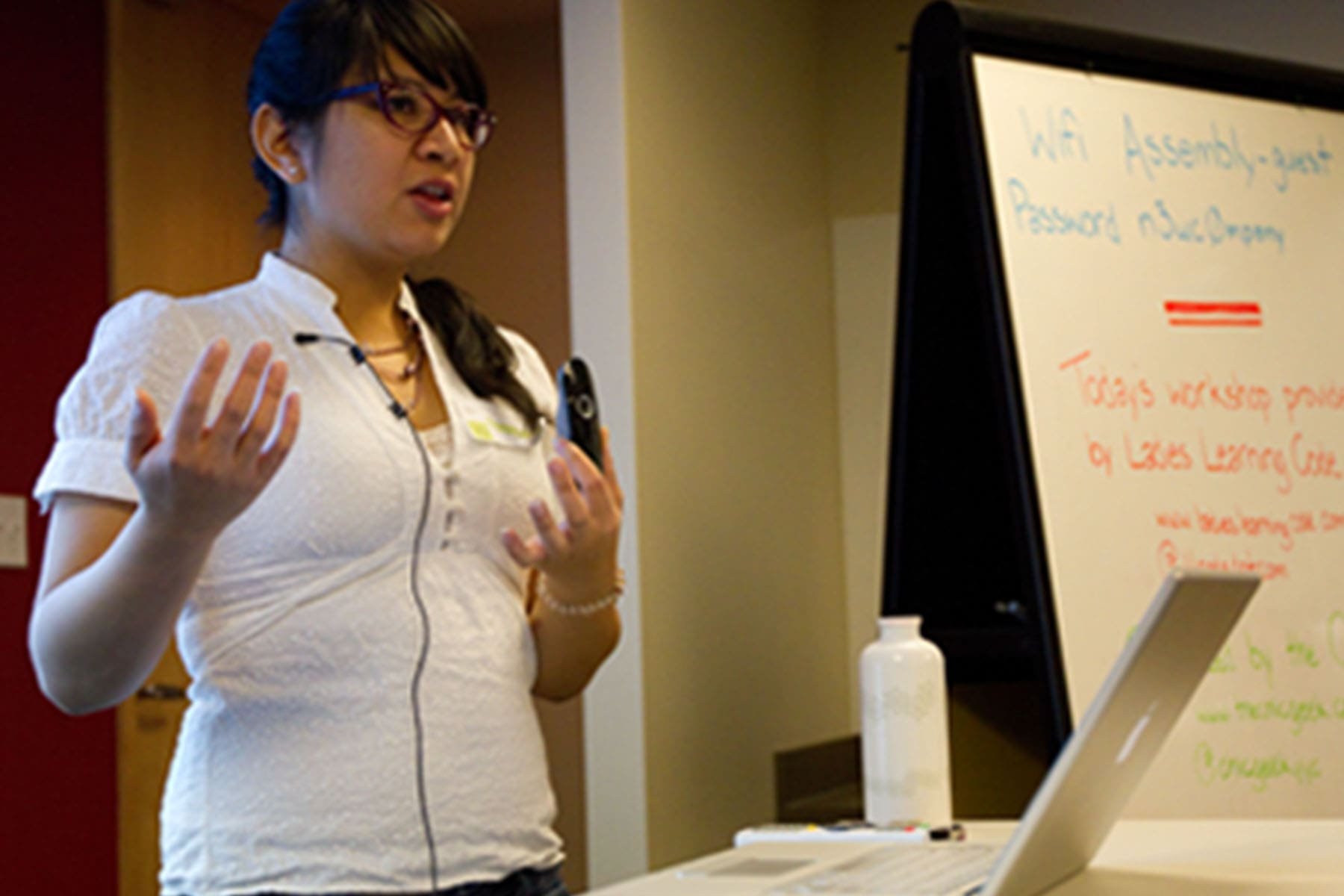 Rosemary S. teaching WordPress in 2013