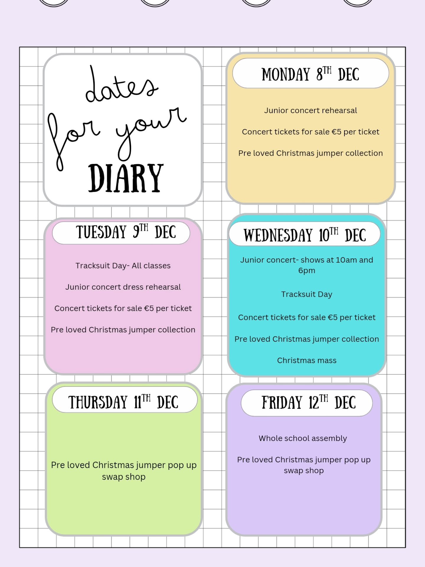 📅✨ Important Dates &amp; Updates for the Week ✨📅

🎁 Shoebox Appeal Success
A sincere thank you to everyone who contributed to our Shoebox Appeal.
Thanks to your kindness and generosity, we packed over 30 boxes for members of the homeless community