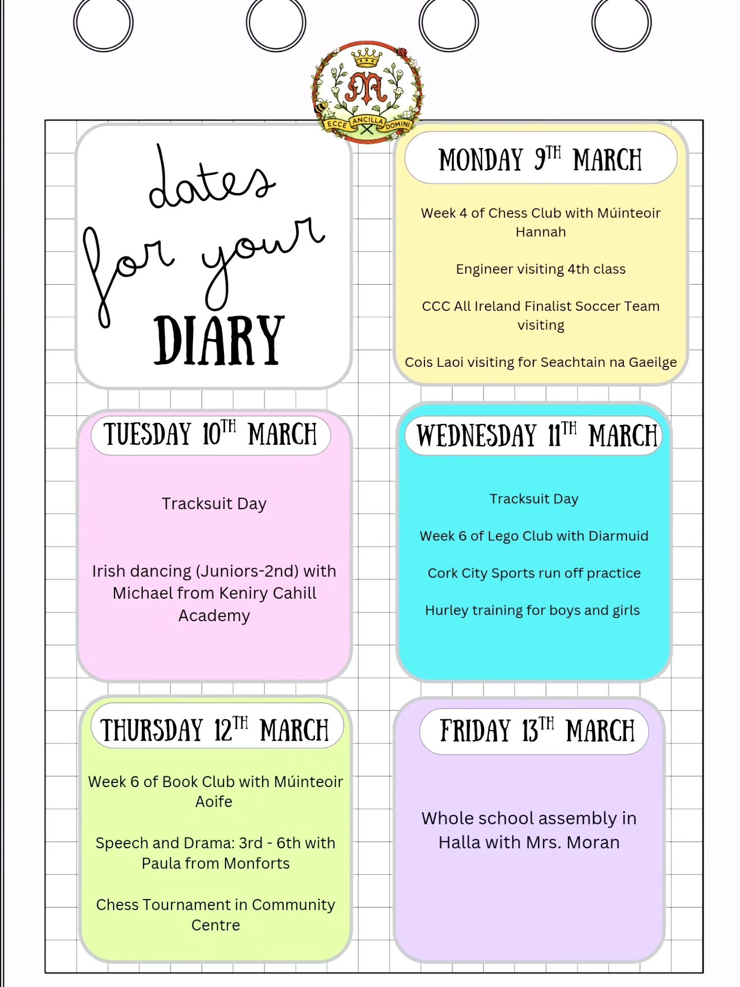 📅✨ Dates for the Diary &ndash; Weekly Update ✨📅

⚽ FAI Soccer Competition
Well done to our senior soccer teams who recently travelled to Midleton to take part in an FAI competition. While the results didn&rsquo;t go our way, the teams represented t