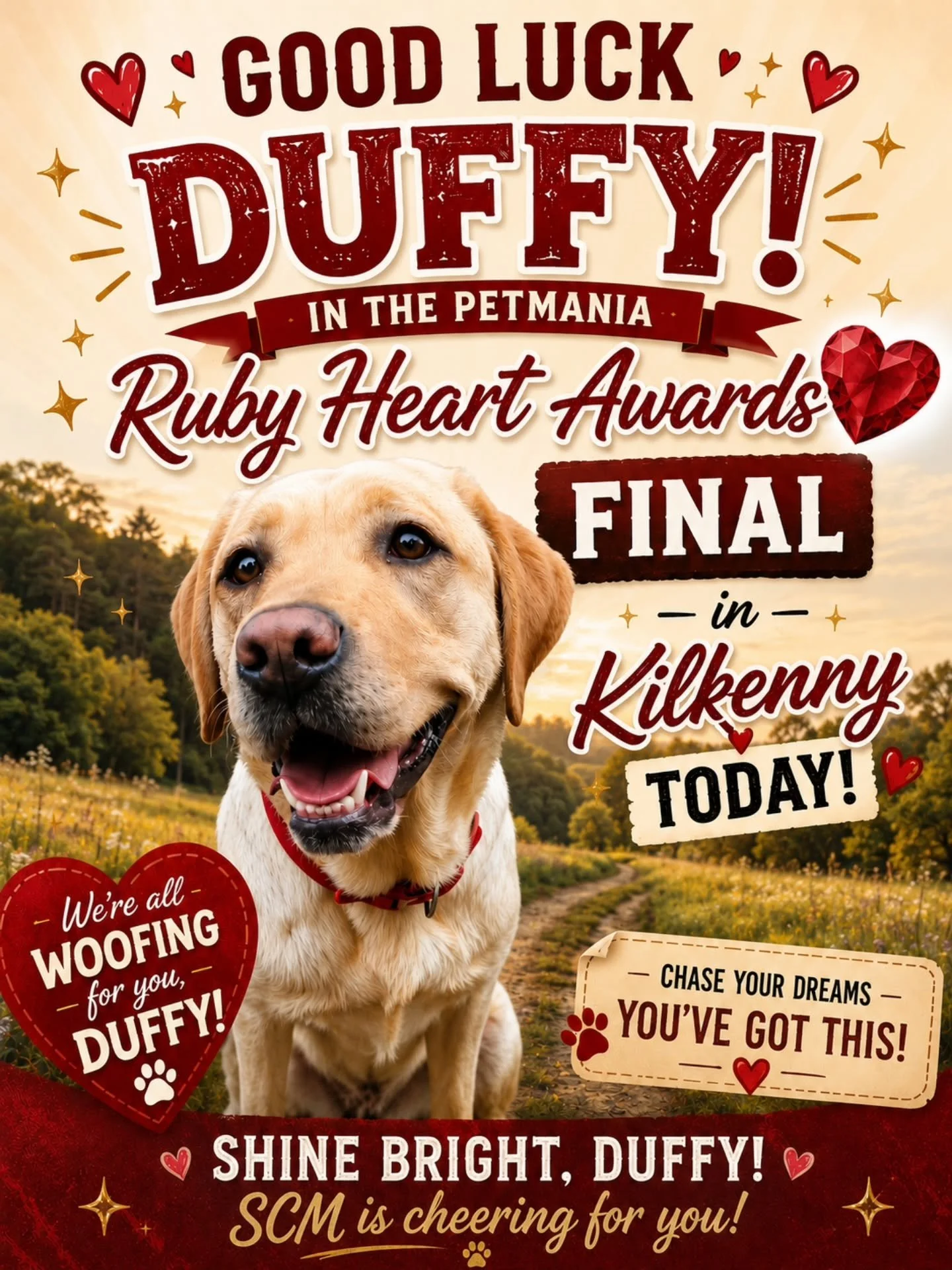 Best of luck to Duffy in the Petmania Ruby Heart Final today!

You've got this!
