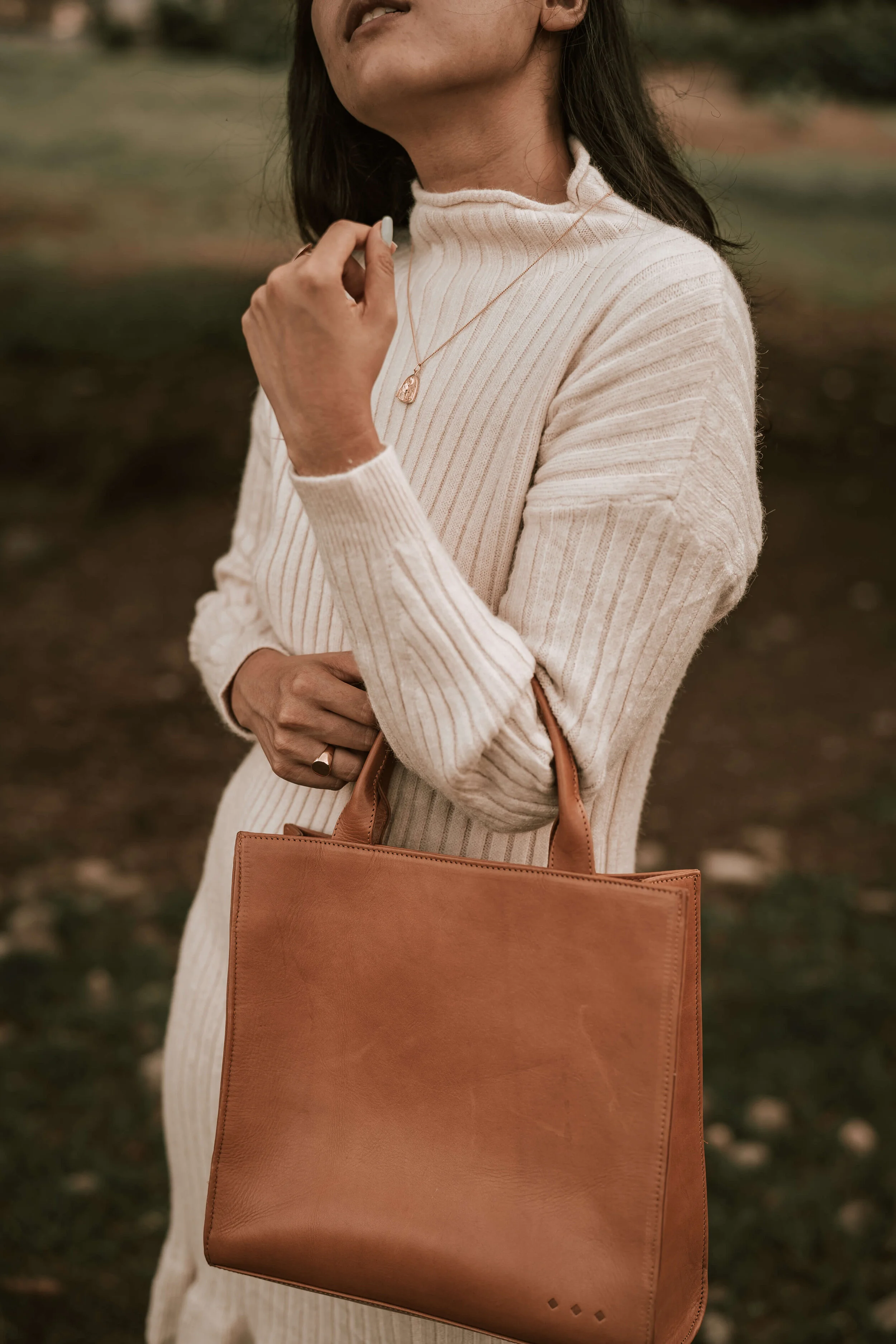 mini leather tote bag