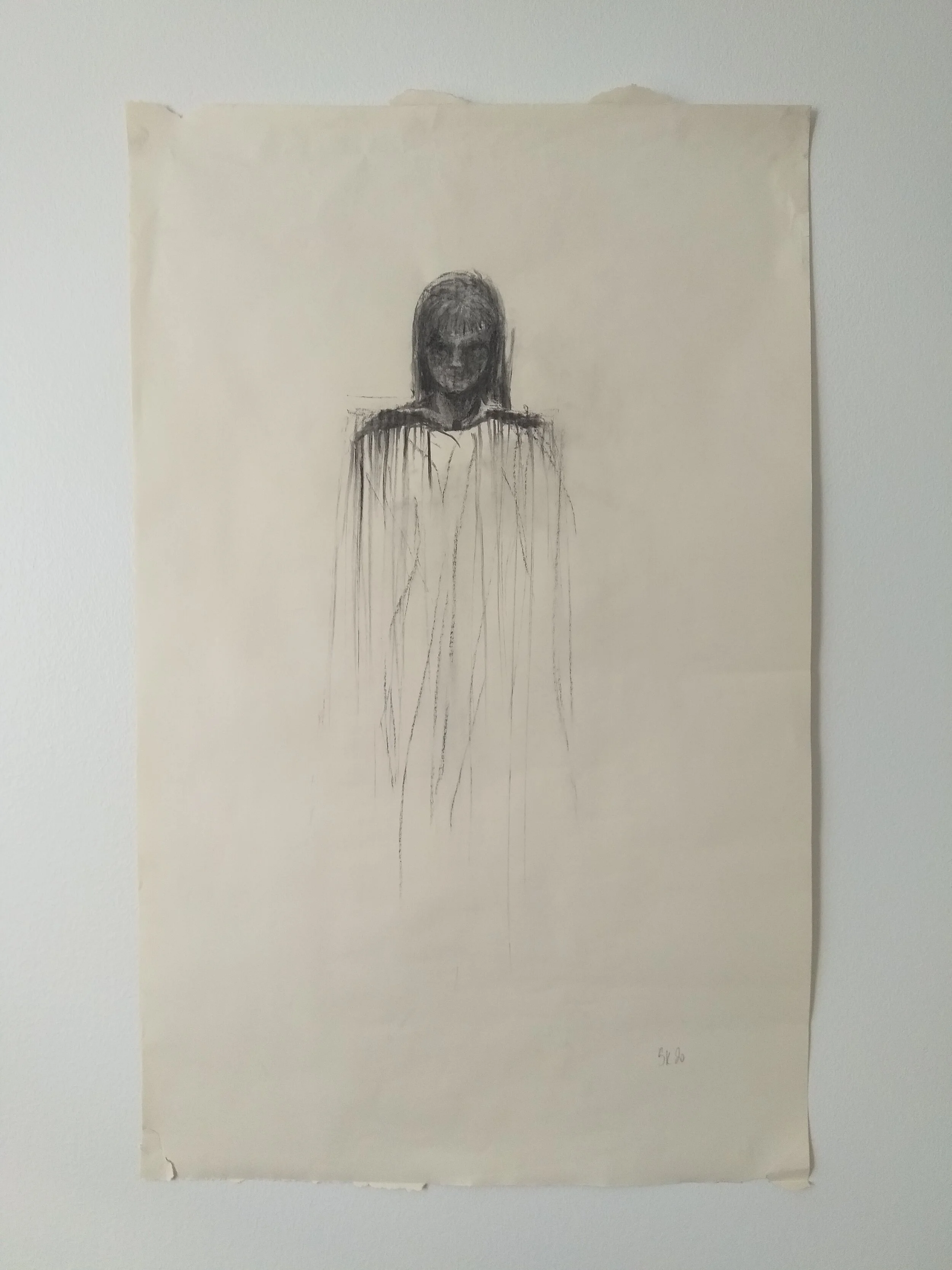 Girl in gown/black and white