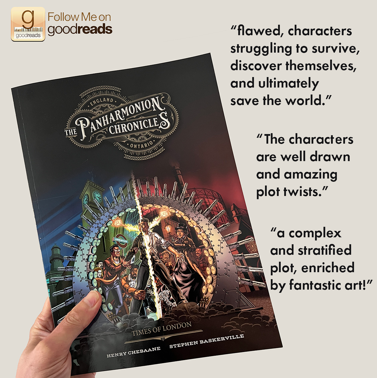 front cover of graphic novel The Panharmonion Chronicles, with Goodreads reviews, available on Bandcamp