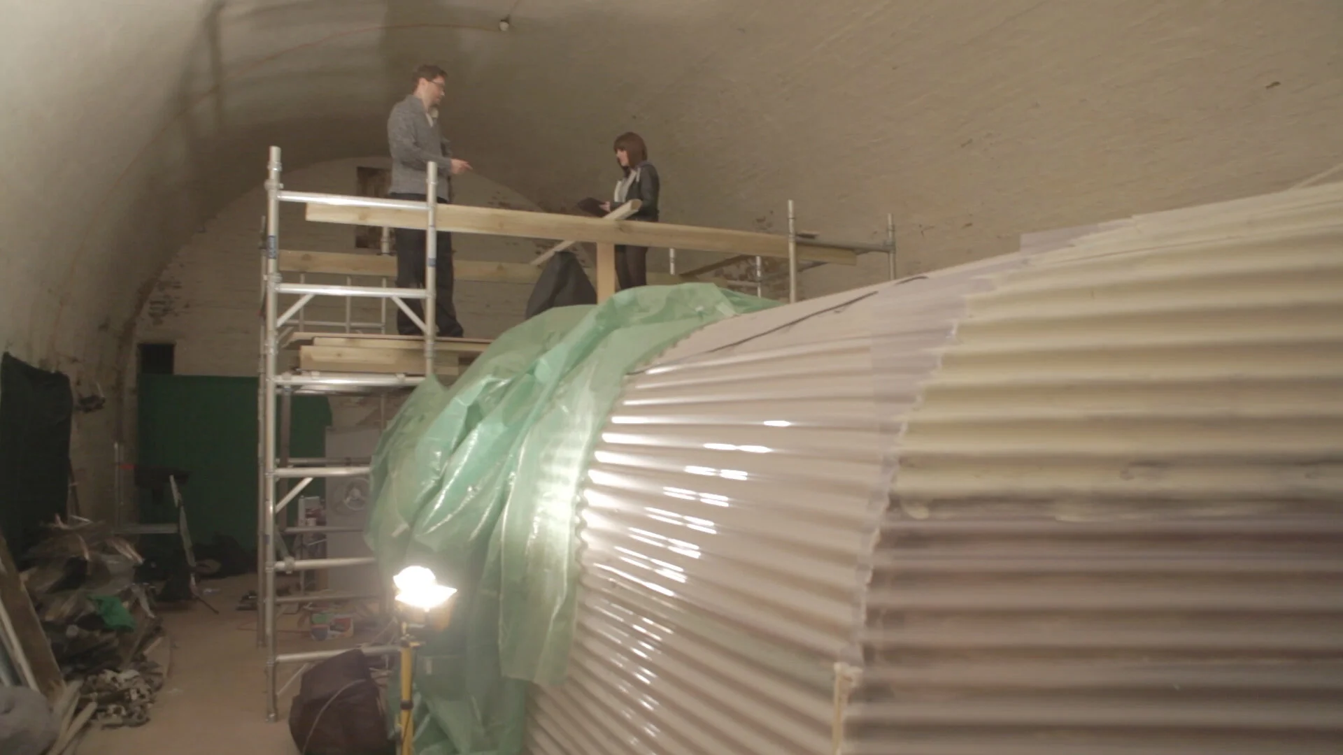 Outside the tunnel set..