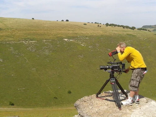 An LCD sunshade made out of cinefoil and tape made shooting in the harsh July sunlight much easier