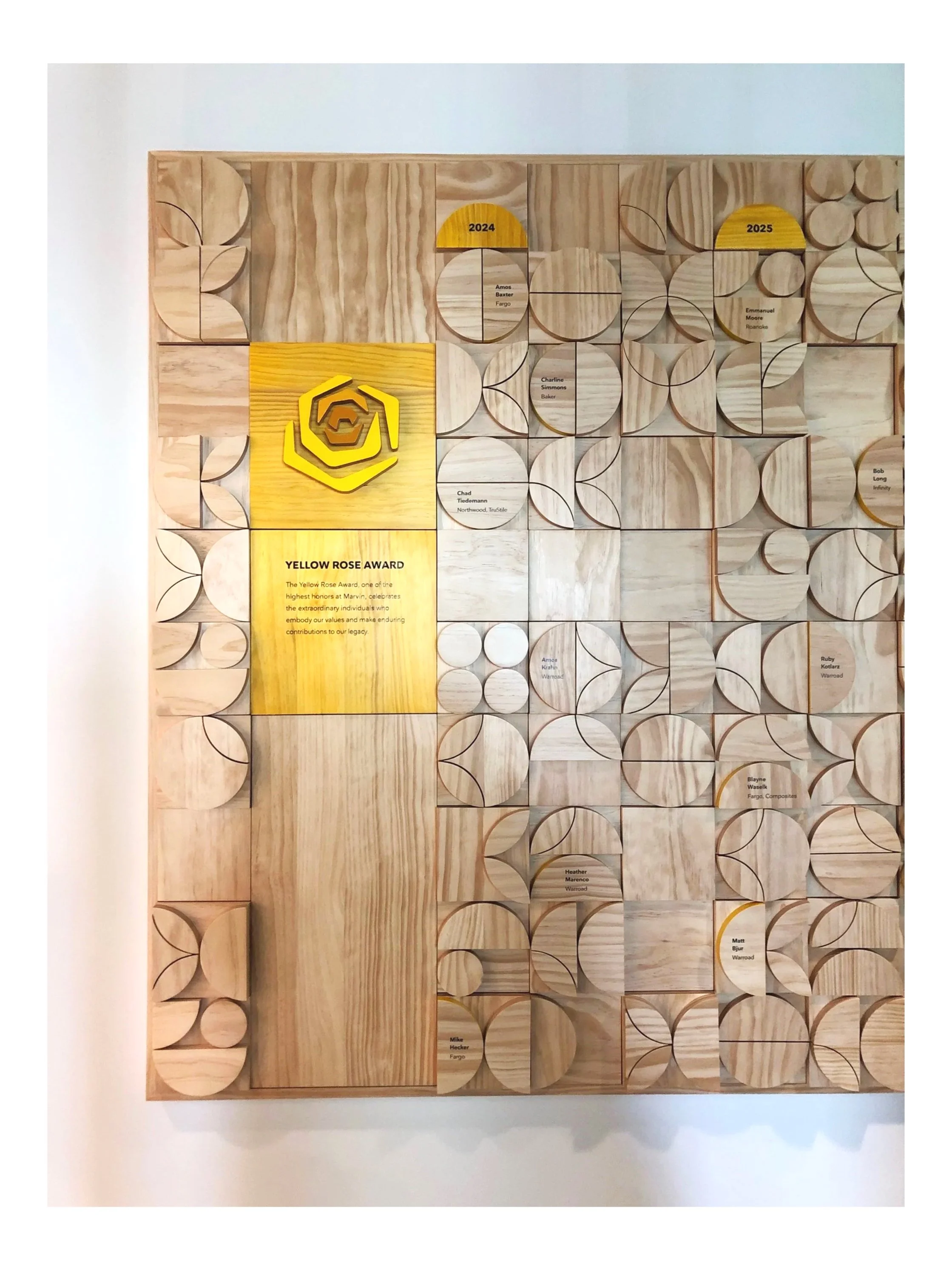 Marvin Yellow Rose Award Wall Installation