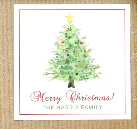 Watercolor Christmas Tags or Stickers