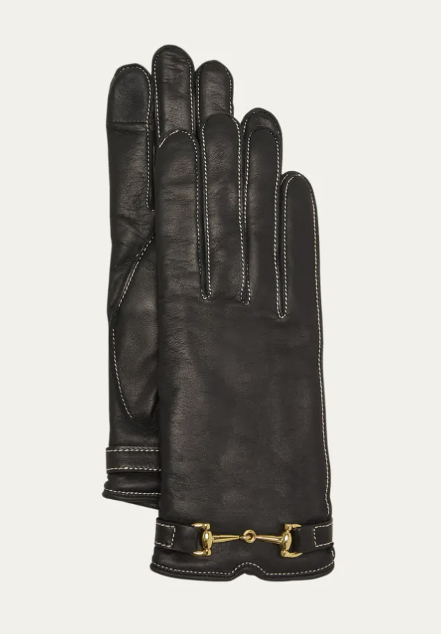Agnelle Buckle Leather Gloves