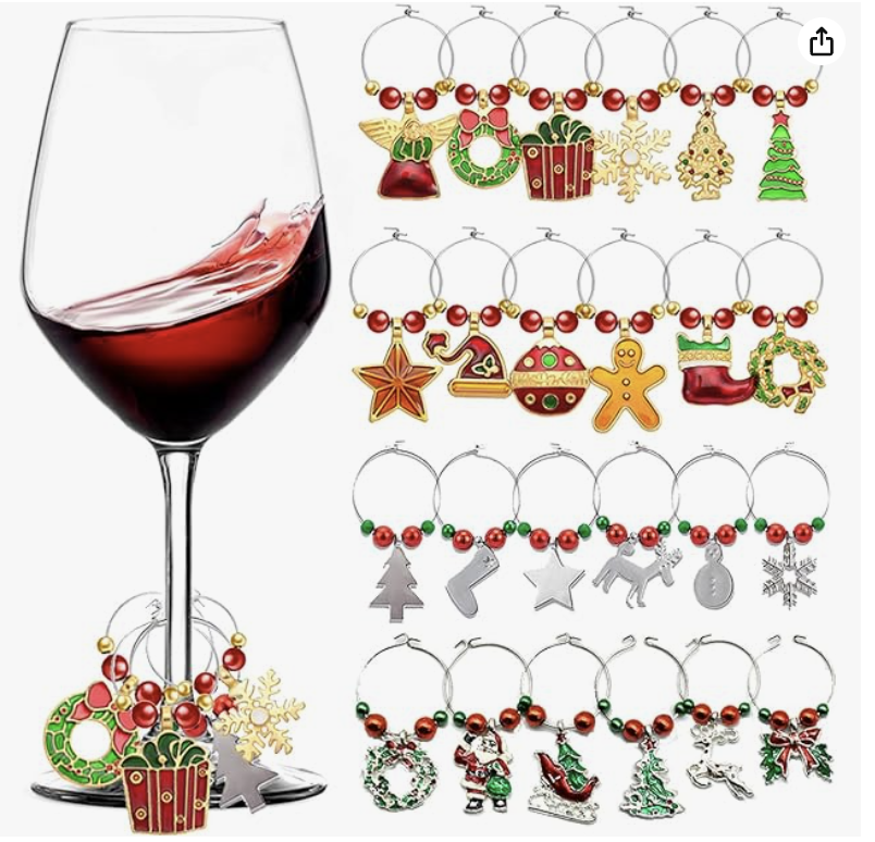 Wine Glass Christmas Charms