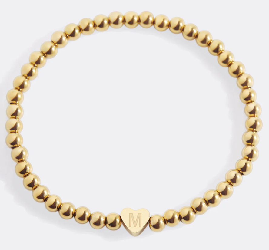 Mint Lilly Beaded Initial Bracelet