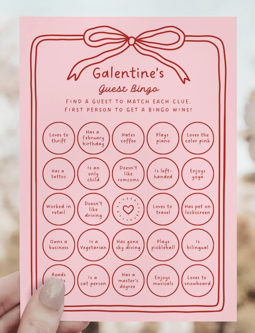 Galentine Printable Bingo Card